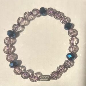 Elegant smoky, blue and Silver Beaded Bracelet